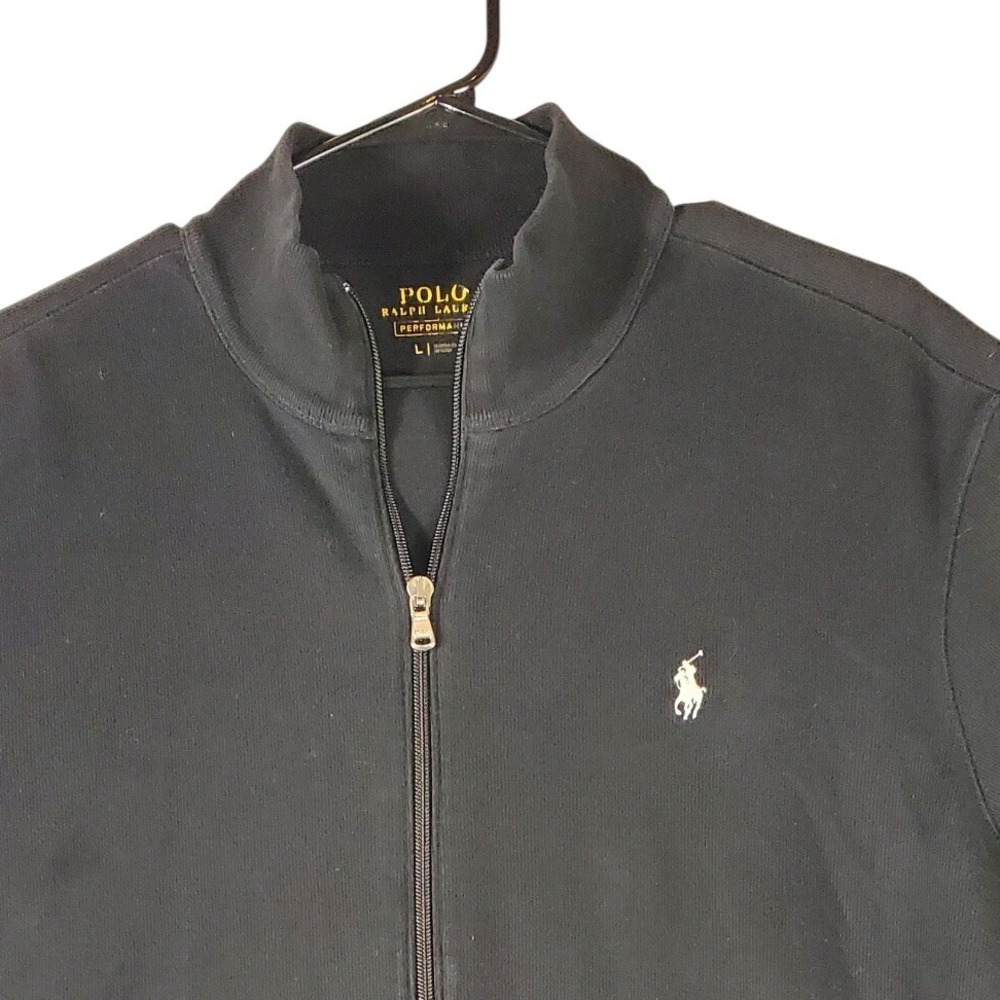Polo Ralph Lauren Performance Mens Black Full Zip Track‎ Jacket Mock Neck Large